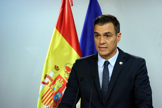 Spanish president Pedro Sánchez at a press conference on October 18, 2019 (by Nazaret Romero)
